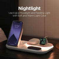 قاعدة شحن لاسلكي 4 في 1 - محطة شحن لاسلكي سريع بقوة 20 واط | حامل هاتف | شحن ساعة وسماعات أذن