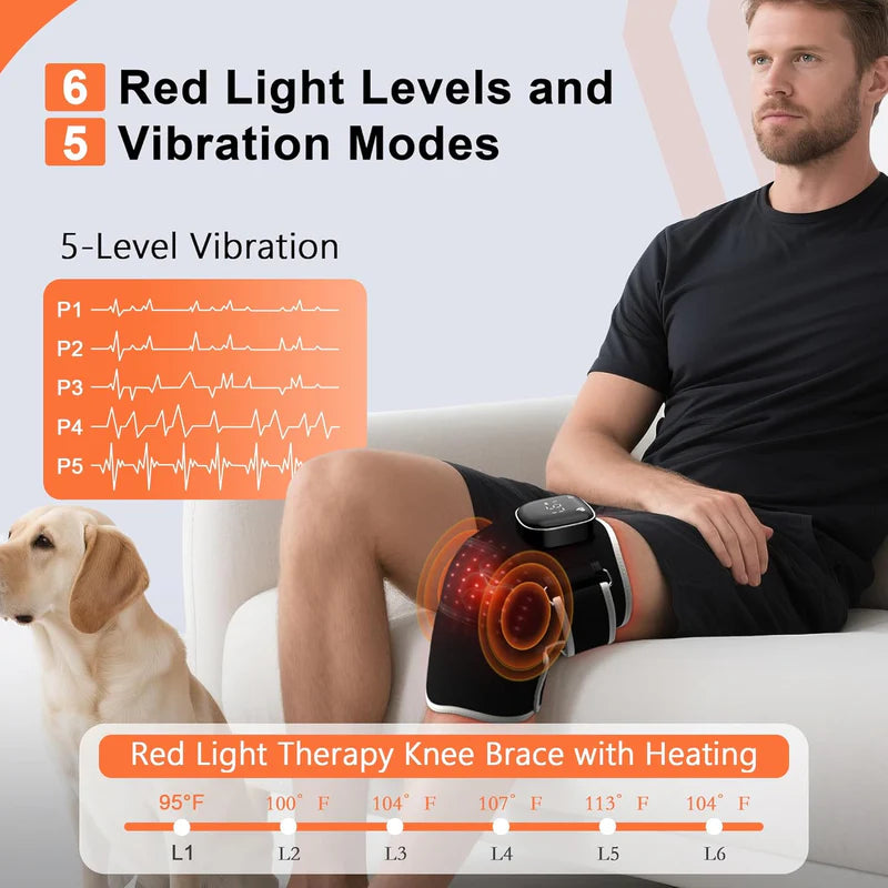 Heated Knee Massager – Smart Heat Therapy & Vibration Massage | Adjustable Knee Support | USB Rechargeable