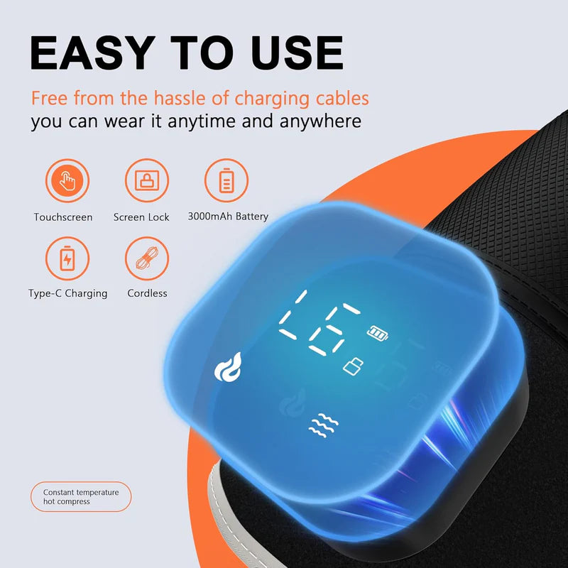 Heated Knee Massager – Smart Heat Therapy & Vibration Massage | Adjustable Knee Support | USB Rechargeable
