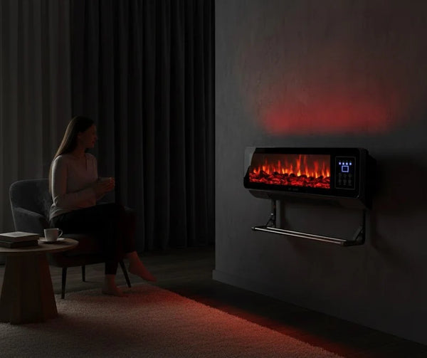 Wall-Mounted Electric Heater – Portable Space Heater | Remote Control | Adjustable Temperature | Built-in Towel Rack
